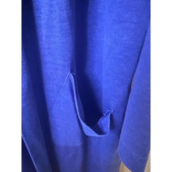 Laurèl By Escada Blue Linen Open Front Knee Length Lightweight Duster Pockets 16 - Picture 4 of 8